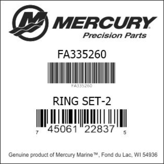 Bar codes for Mercury Marine part number FA335260