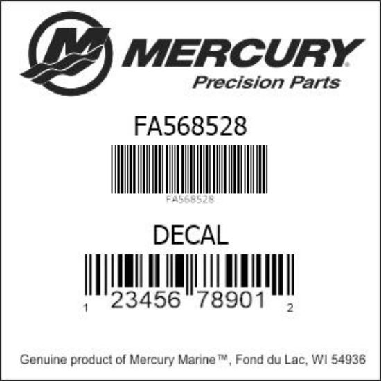 Bar codes for Mercury Marine part number FA568528