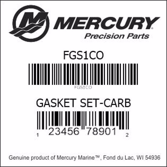 Bar codes for Mercury Marine part number FGS1CO