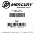 Bar codes for Mercury Marine part number FI1100604