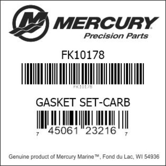 Bar codes for Mercury Marine part number FK10178