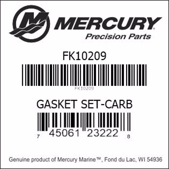 Bar codes for Mercury Marine part number FK10209