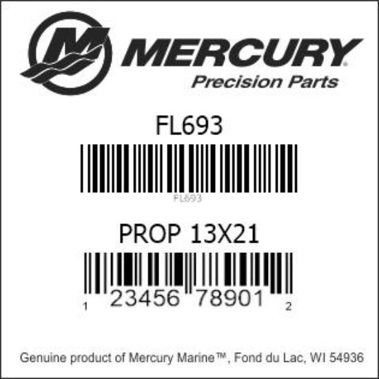 Bar codes for Mercury Marine part number FL693
