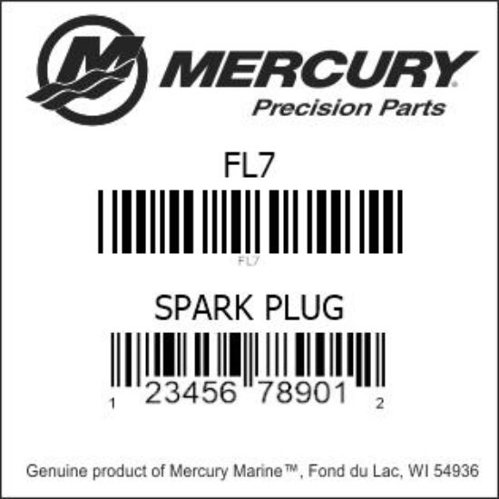 Bar codes for Mercury Marine part number FL7