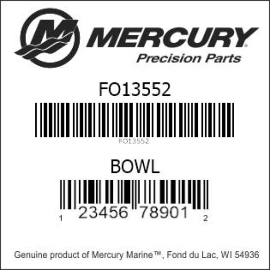 Bar codes for Mercury Marine part number FO13552