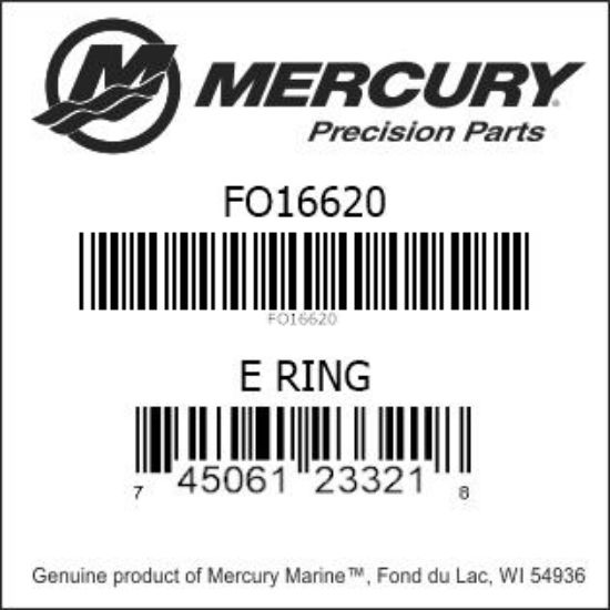 Bar codes for Mercury Marine part number FO16620
