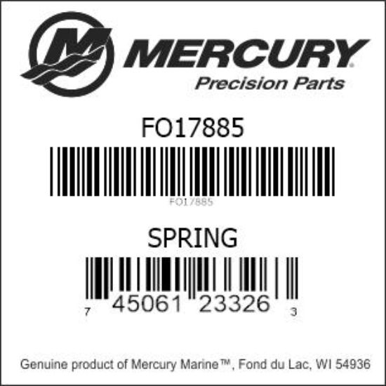 Bar codes for Mercury Marine part number FO17885