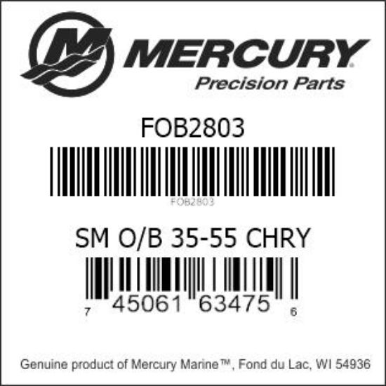 Bar codes for Mercury Marine part number FOB2803