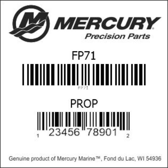 Bar codes for Mercury Marine part number FP71