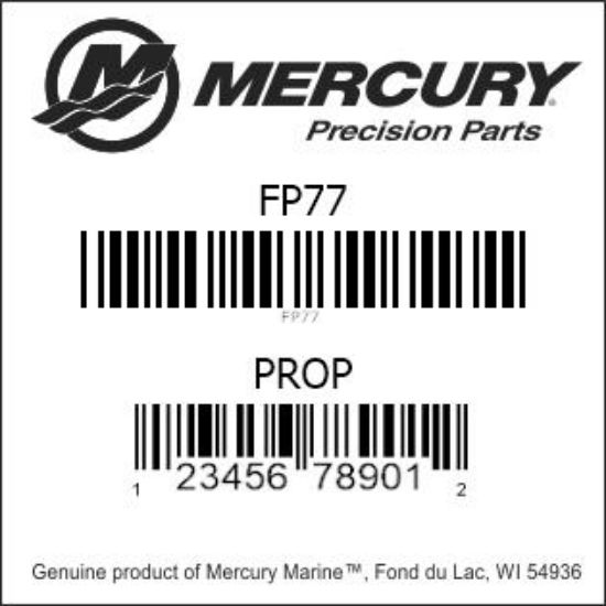 Bar codes for Mercury Marine part number FP77