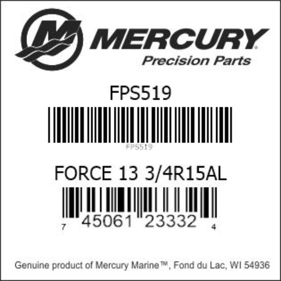 Bar codes for Mercury Marine part number FPS519