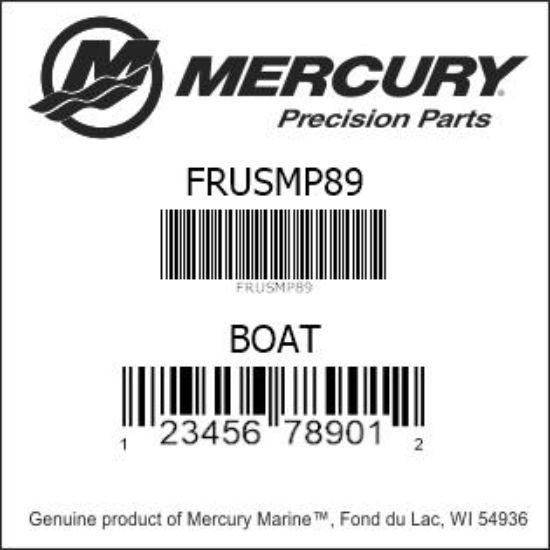 Bar codes for Mercury Marine part number FRUSMP89