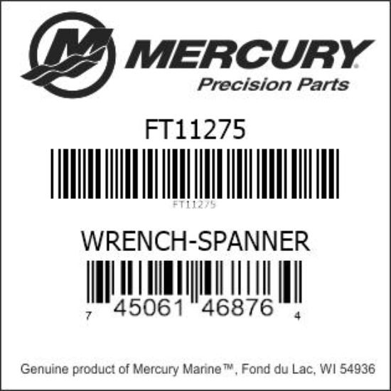 Bar codes for Mercury Marine part number FT11275