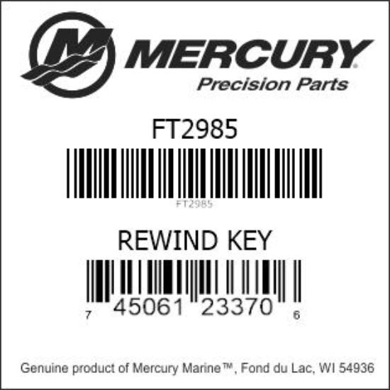 Bar codes for Mercury Marine part number FT2985