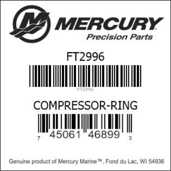 Bar codes for Mercury Marine part number FT2996