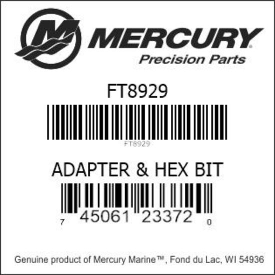 Bar codes for Mercury Marine part number FT8929