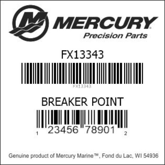 Bar codes for Mercury Marine part number FX13343