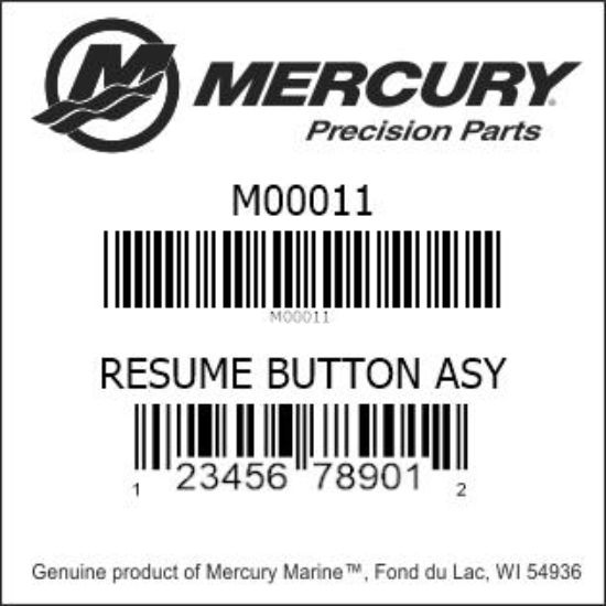 Bar codes for Mercury Marine part number M00011