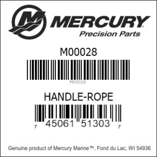 Bar codes for Mercury Marine part number M00028