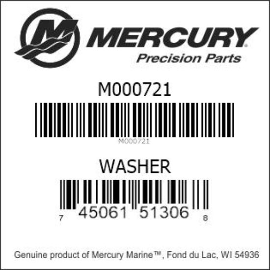Bar codes for Mercury Marine part number M000721