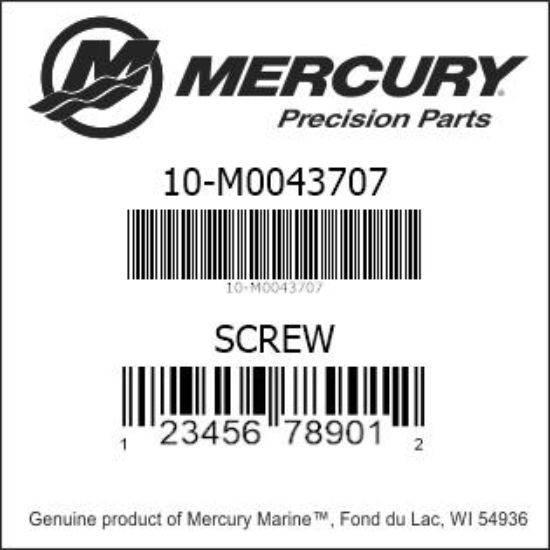 Bar codes for Mercury Marine part number 10-M0043707