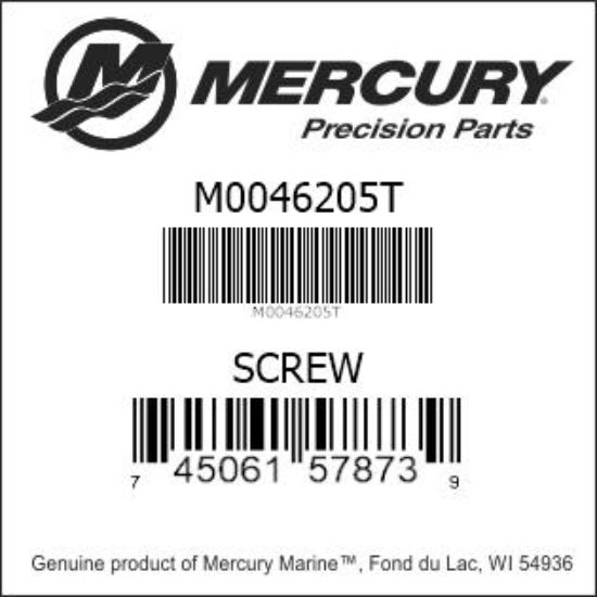 Bar codes for Mercury Marine part number M0046205T