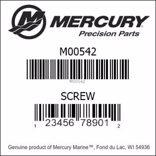 Bar codes for Mercury Marine part number M00542