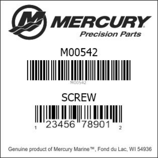 Bar codes for Mercury Marine part number M00542