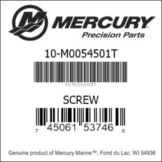 Bar codes for Mercury Marine part number 10-M0054501T