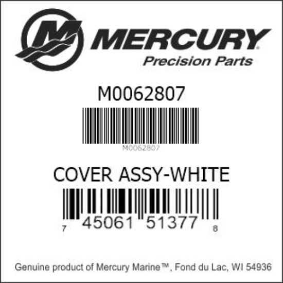 Bar codes for Mercury Marine part number M0062807