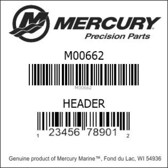 Bar codes for Mercury Marine part number M00662