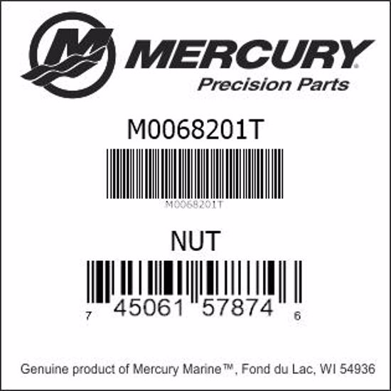 Bar codes for Mercury Marine part number M0068201T