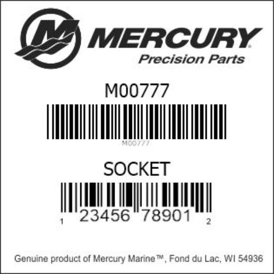 Bar codes for Mercury Marine part number M00777
