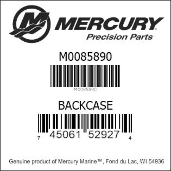 Bar codes for Mercury Marine part number M0085890