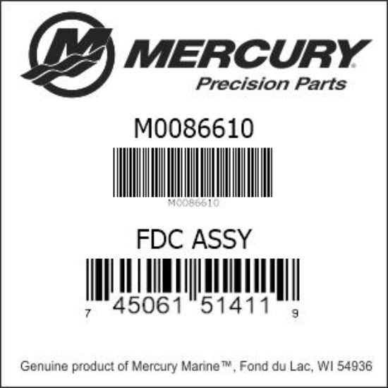 Bar codes for Mercury Marine part number M0086610