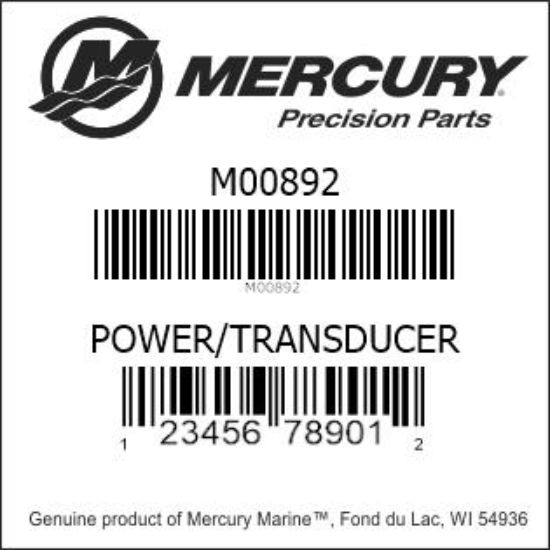 Bar codes for Mercury Marine part number M00892