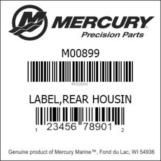 Bar codes for Mercury Marine part number M00899