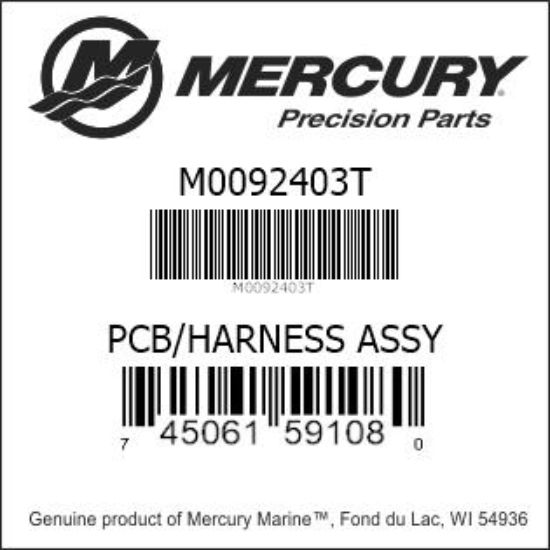 Bar codes for Mercury Marine part number M0092403T