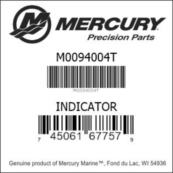 Bar codes for Mercury Marine part number M0094004T