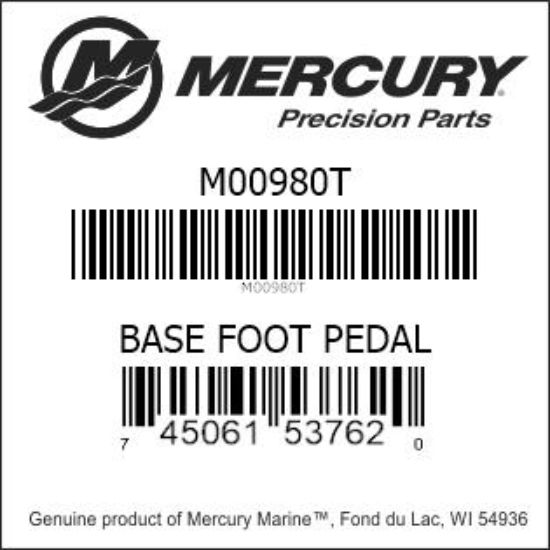 Bar codes for Mercury Marine part number M00980T