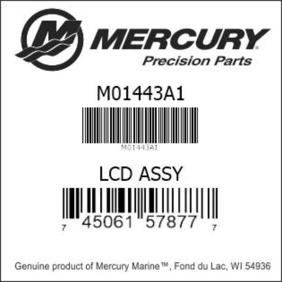 Bar codes for Mercury Marine part number M01443A1