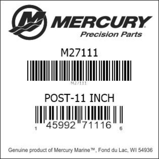 Bar codes for Mercury Marine part number M27111