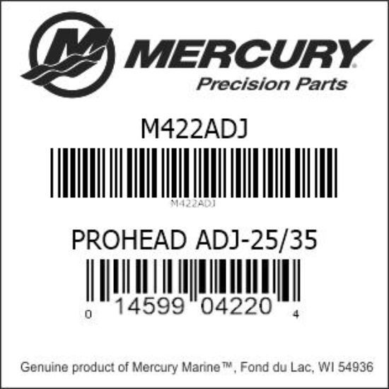 Bar codes for Mercury Marine part number M422ADJ