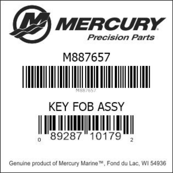 Bar codes for Mercury Marine part number M887657