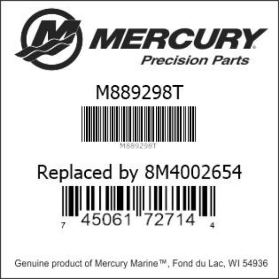 Bar codes for Mercury Marine part number M889298T