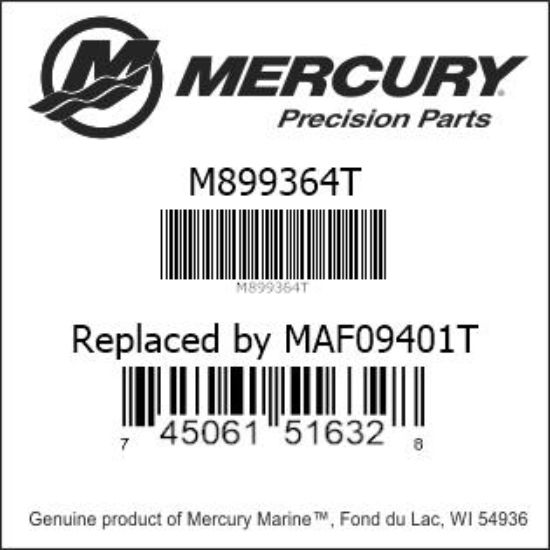 Bar codes for Mercury Marine part number M899364T