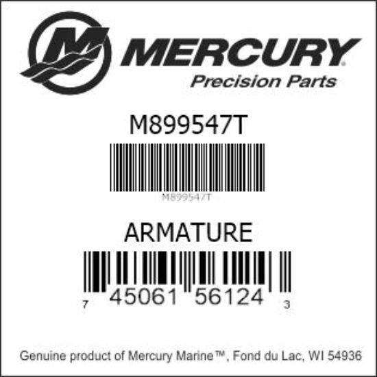Bar codes for Mercury Marine part number M899547T