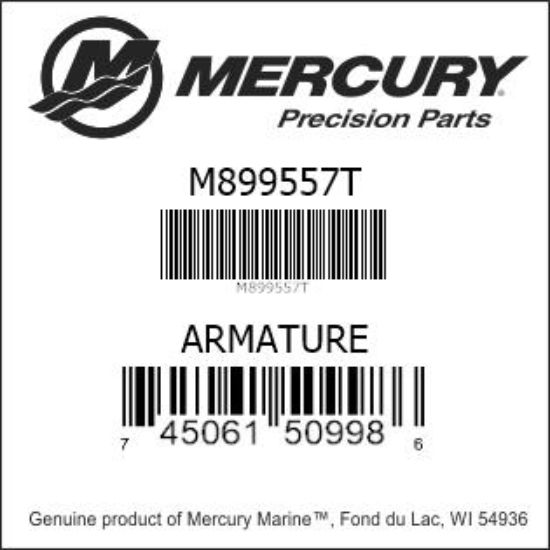 Bar codes for Mercury Marine part number M899557T