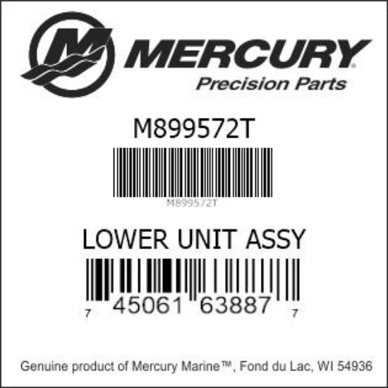Bar codes for Mercury Marine part number M899572T