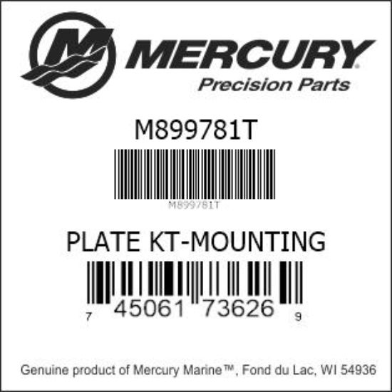 Bar codes for Mercury Marine part number M899781T
